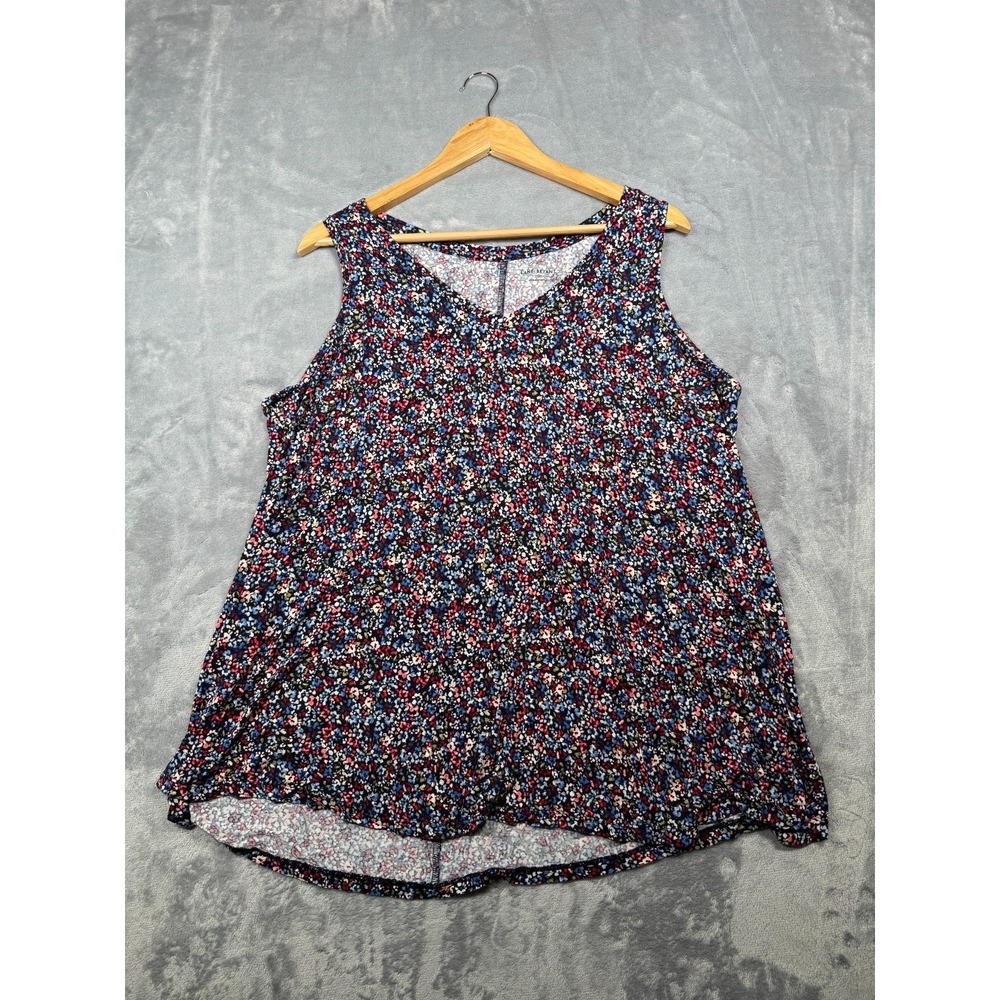 Lane Bryant Tank Top Women 18/20 Multicolor Floral Rayon Blend Wide Strap V-Neck